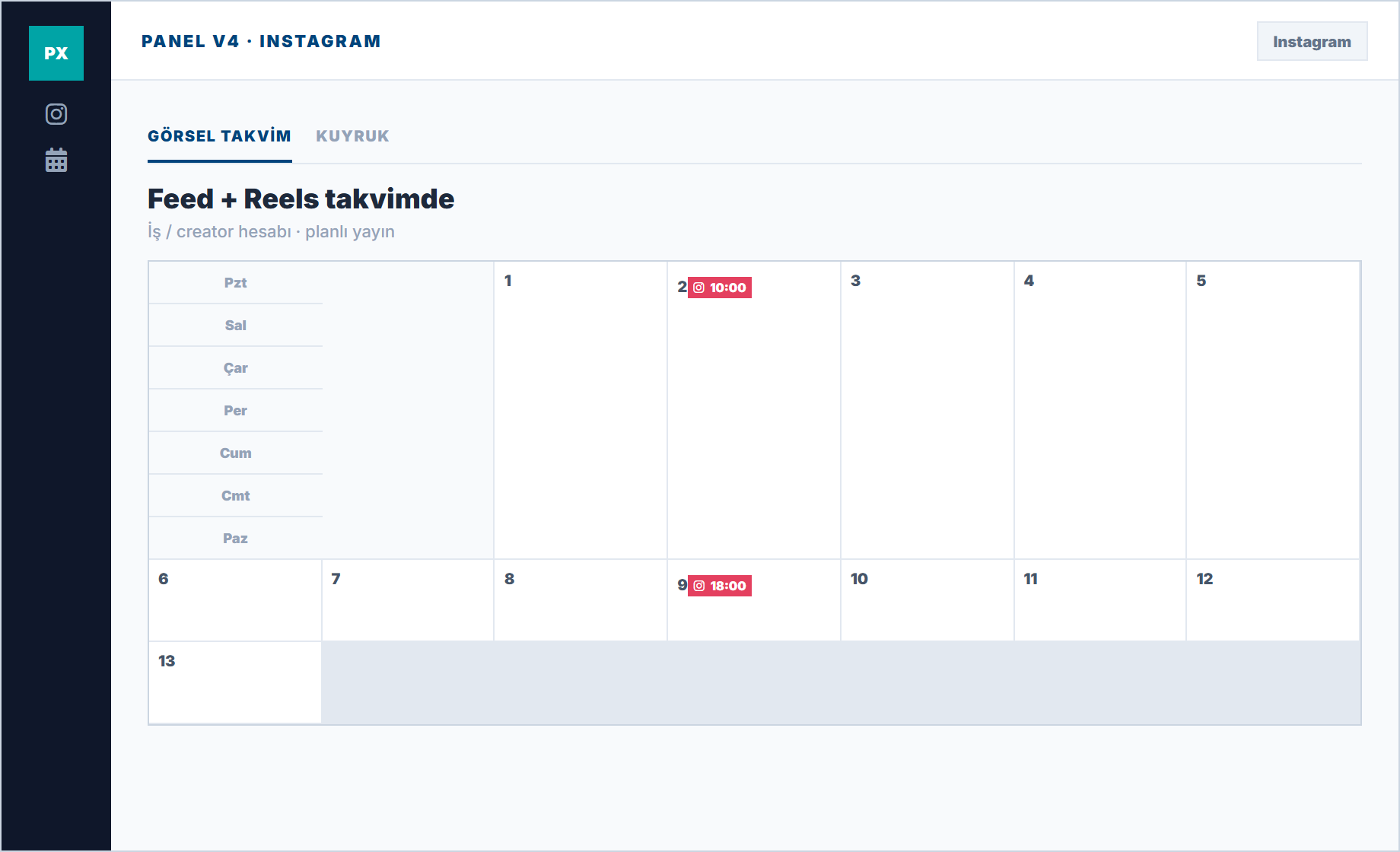 Feed und Reels im {selben} Kalender